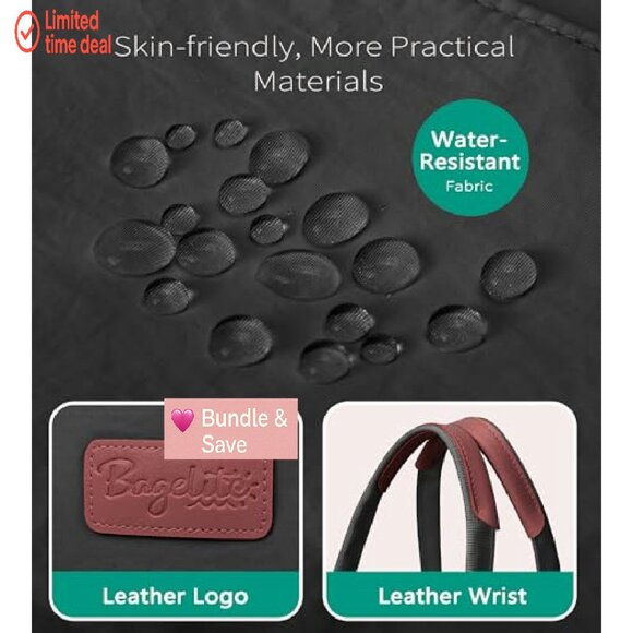 Waterproof Tote Bag with Multiple Pockets, Adjustable Strap, 14x10x5.5 - Picture 5 of 8